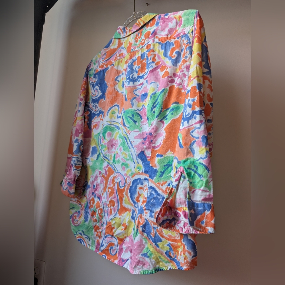 RALPH LAUREN 100% Cotton Button Down Dopamine Dressing Vibrant Bold Colorful - Picture 2 of 4